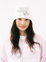 Teddy Symbol Beanie - White 