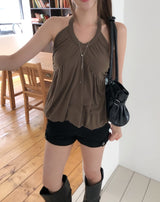 Pair Shirred Strap Halter Top