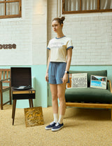キャンパスラバーヴィンテージブルーソフトスウェットショーツ [For women]