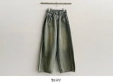 ガスウォッシングピンタックワイドデニムパンツ