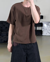 ニア ヘンリーネック クロップド ニット ショートスリーブ