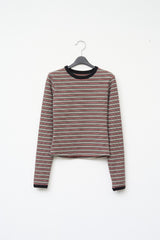 (W) Candy Fleece Striped Top