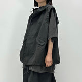 button hooded vest