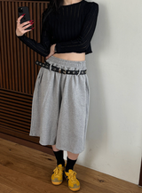 [Unisex] ベルト付きスウェットバミューダパンツ(3color)