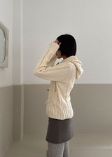 TOGGLE HOOD KNIT CARDIGAN
