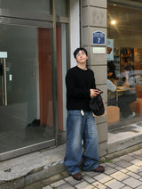 No.1400レタリングワイドデニムパンツ