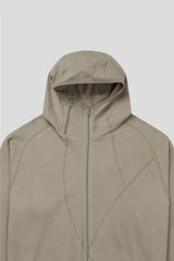 Ribbed incision hood zip-up