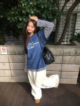[ORIGINAL]ミックスレイヤードストライプロングスリーブTシャツ