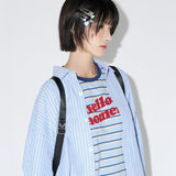 メロウモーメント ストライプTシャツ（SkyBlue)