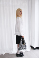check ribbon shoulder bag