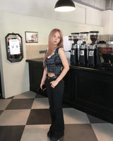 Back stud boots cut pants