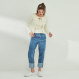 RIBBON PUNCHING CARDIGAN_CREAM