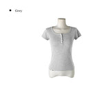 26SS★ [MADE/more BASIC] Cover Round Button Slim Short Sleeve T-shirt
