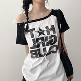 [Kitsch Look💗] Star Rivet Asymmetrical Raglan Short Sleeve (3 colors)