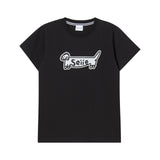ドッグロゴスリムフィットアップリケTシャツ ブラック