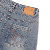 ウォッシングピンタックナッピングワイドフィットデニムパンツ [BLUE]