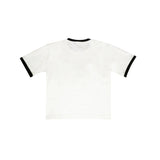 PEANUT STAIN - Active Cursive Ringer Ivory Boxy Oversized Tshirt
