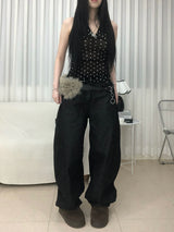 スタッズクロスワイドデニムパンツ