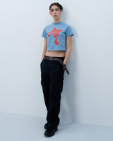TWISTED LOGO CROP TSHIRT-BLUE