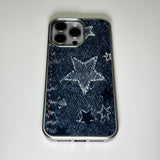 フェイドデニムスターダストスマホケース ダークインディゴ (SV_MagSafeGlass)
