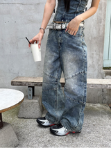 [SET UP가능] Kitch slit denim Top 