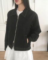 Vocket denim stitch two-way zip-up jacket