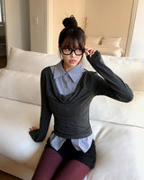 セアンカラーシャツレイヤードTシャツ