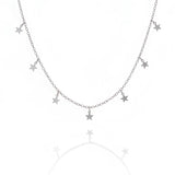 [Aespa Karina Necklace] Little Stars Choker Necklace - Silver Color