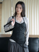 Henley Stripe Halter Tie Lyocell Sleeveless Top