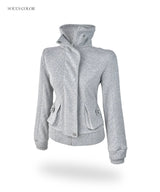 Silver Melange High-Neck Jacket 