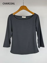 ボートネックミッドスリーブTシャツ (4C)