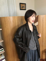 Curved Leather Jacket