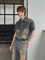 Summer Cool Oil Washed Western Denim Shirt