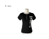 Rahi 05 Here Printing Henley Neck Button Short Sleeve T-shirt
