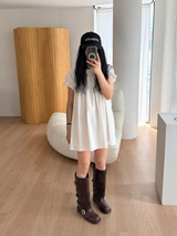 pleats collar mini dress 