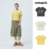 ピグメントバタフライゴスクロップTシャツ_チャコール