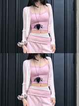 Baby Cloud Lace Ribbed Bra Cap Sleeveless Top