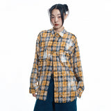 Washed Painted Check Shirt - YELLOW