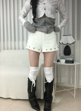 Fuzzy Snow Stud Mini Shorts