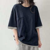 トーンズレイヤードカラーマッチングポケットボクシーフィット半袖Tシャツ