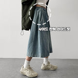 [Basic & long] Ichi banding side pintuck pleated denim Bermuda shorts