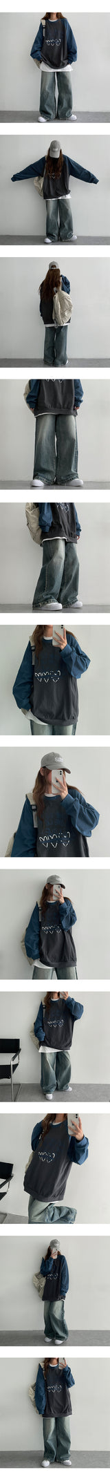 [3-tier length] [S–3XL]イートンウォッシングサイドスナップワイドデニムパンツ (4 colors)