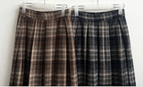 Uni Classic Back Banding Check Pleated Long Skirt