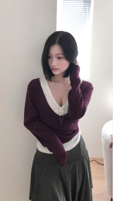 パイパンチングラップレイヤーニット