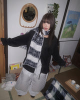 (3color) Ribbon Flare Shirring Loose-Fit Knit Cardigan