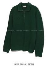 Nade Washable Overfit High Neck Turtle Semi-Zip-Up Knit