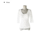 Web Flower Lace Slim Three Quarter T-shirt