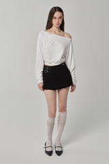 Misty button line knit, White