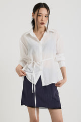 Sheer String Blouse, White