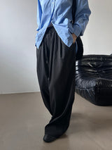 Drape wide banding slacks(2color)